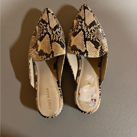 Cole Haan Women's Snakeskin Mules - Black and Cream - Picture 1 of 6